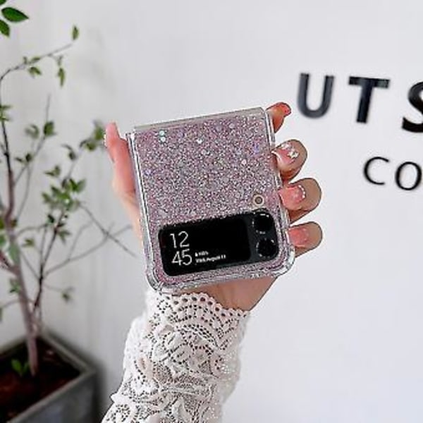 Läpinäkyvä Glitter-kotelo Samsung Galaxy Z Flip 4:lle, Kova PC Neljän Kulman Iskunvaimennus Kotelo