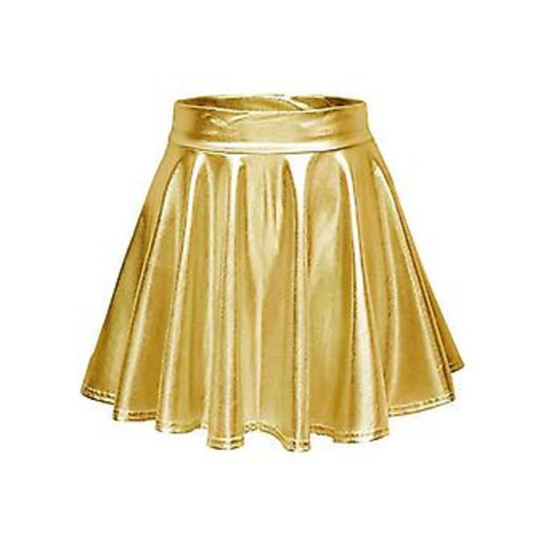 Glanset metallisk våtlook stretchy flared mini skater skjørt for kvinner/m/l/xl, 100% nytt (M)