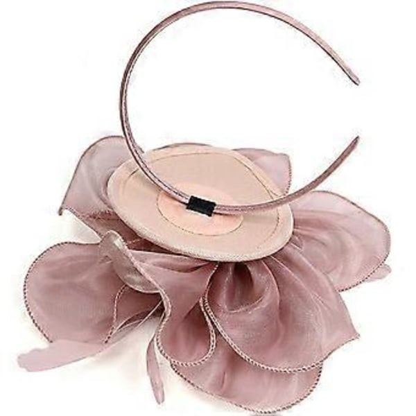 Fjäder Mesh Partyhatt Blommig Glitter Tiara Clip och Hårband Dam (rosa)