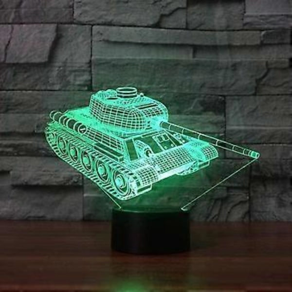 Militær Tank 3D Illusions nattlys leker, 16 farger skifter smart berøring & fjernkontroll, hjemmedekor LED nattbord skrivebordslampe, julegave bursdagsgave