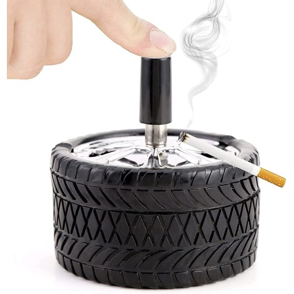 Rustfrit stål askebæger, anti-lugt roterende lukket askebæger, vindtæt askebæger til cigaretter, Ashtra