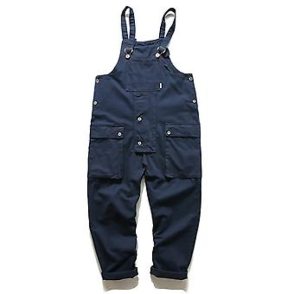 Miesten Haalari Useilla Taskuilla Yksivärinen Löysä Mukava Pukeutumiseen Ylisuurinen Vintage Japanilainen Tyyli Miesten Housut Miesten Vaatteet (2XL Sininen)