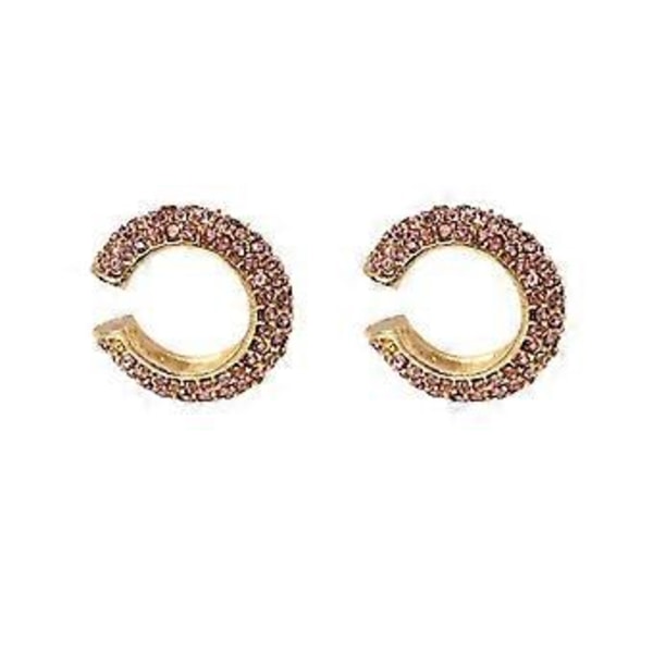 Seostettu korvaklipsu, rhinestones, kaunis koristeellinen C-muotoinen tyylikäs korvakoru naisille (vaaleanpunainen)