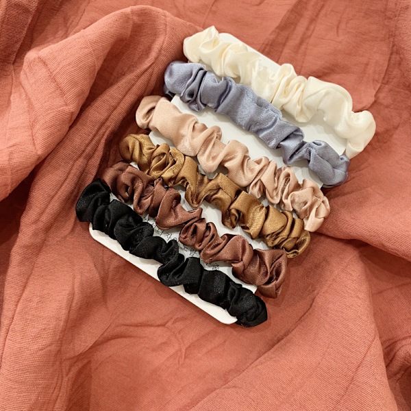 6 st/set Dammode Scrunchies Siden Hårsnoddar Flickor Hästsvans