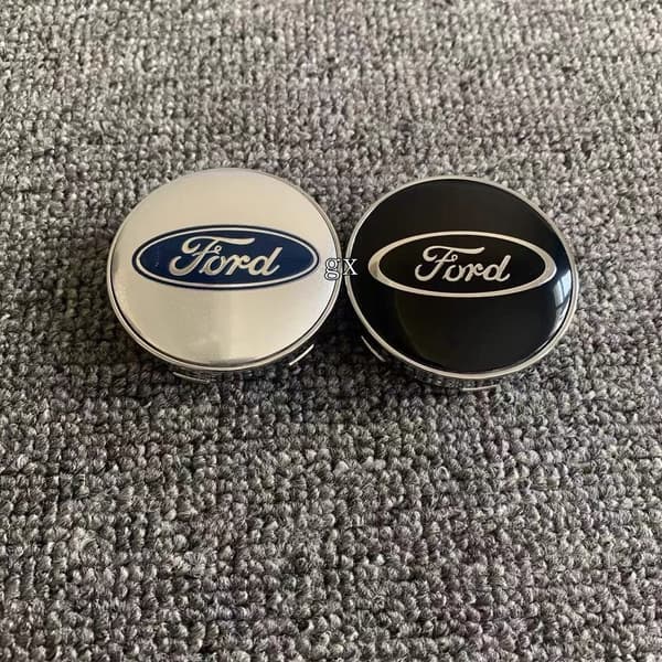 Uppsättning om 4: Silverdekaler för Ford eftermarknadsnavkapslar (60 mm hjul) Silver
