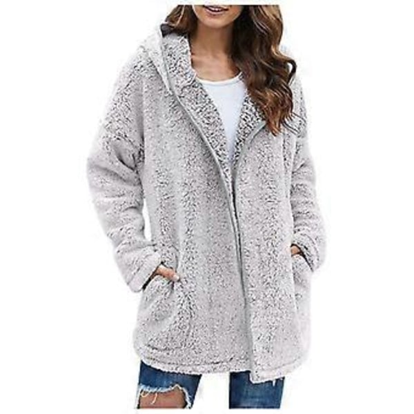Syksyn ja talven uusi rento yksivärinen pitkähihainen takki (3XL harmaa)