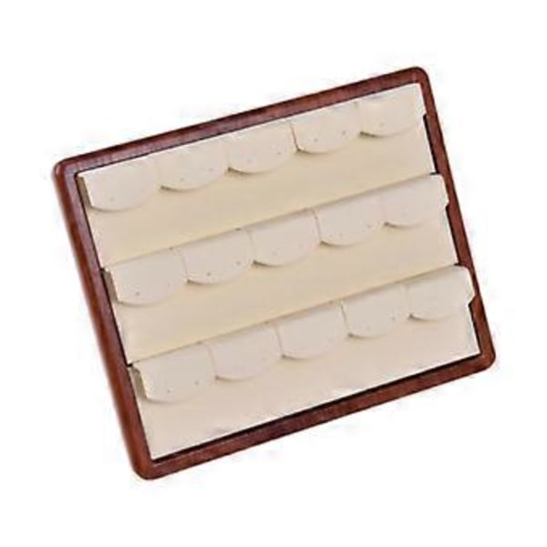 Örhängeshylla Örhängen Organizer Utrymmesbesparande 3 Lager 15 Hål Smyckesvisningsställ Smyckesförvaringsställ för Butik Hemanvändning (Beige)