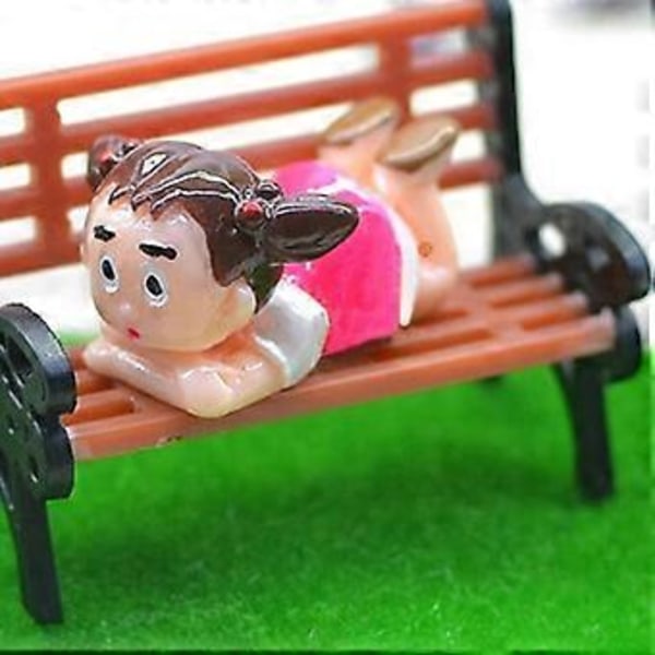 Mini Hage Ornament Miniatyr Parkbenk Håndverk DIY Hus Dekor Benk Modell Qinhai