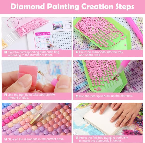 1 stk. Pink Butterfly Diamond Painting til voksne, 5D Diamond Painti