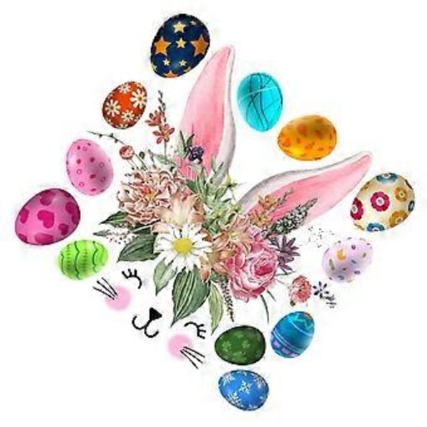 Påskväggdekal Leende Kanin och Äggdekal Självhäftande Blomma Väggdekor PVC Bakgrundstillbehör för Påsk Hem Barn Sovrumsinredning