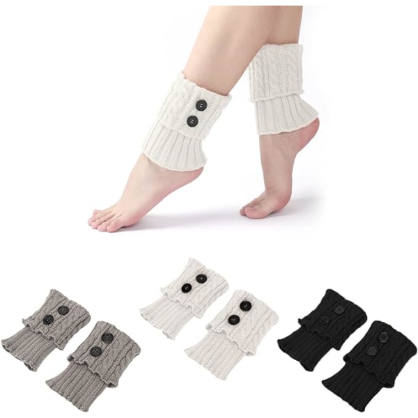 3 par benholdere varme sokker, tøjtilbehør, strikkede benvarmere, benbetræk med afslappet røv