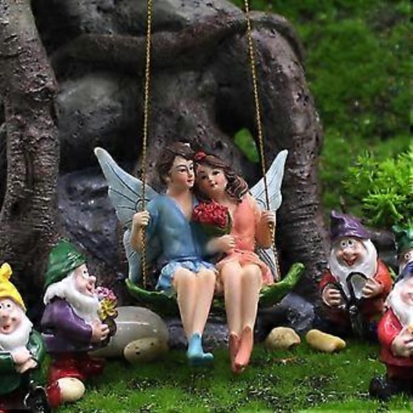 Blomsterfé Staty Underbara Romantiska Resin Fina Par Figurer för Trädgårdsdekor Qinhai
