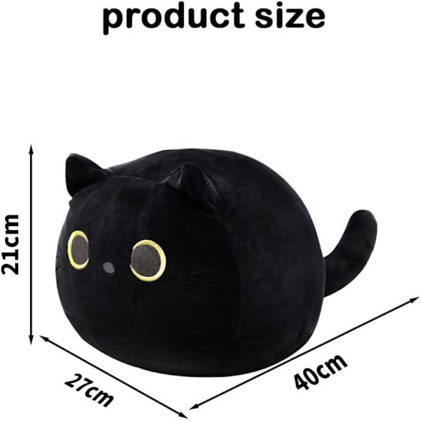 Musta Kissa Pehmolelu, 3D Musta Kissa Pehmoeläin Leikkieläin Tyyny