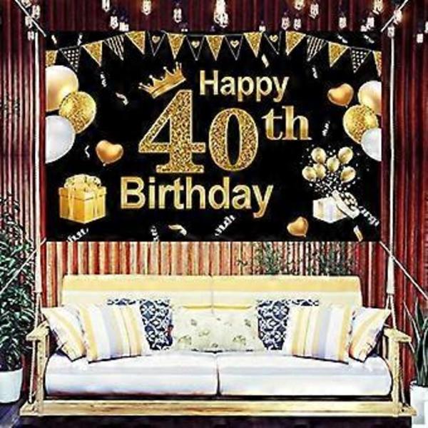 Fødselsdag Baggrundsbanner 60 års Fødselsdag Baggrund 180 * 120cm Stor Sort Guld Skilt Stof Fødselsdag Fotoboks Baggrund til Fødselsdagsfest Dekoration