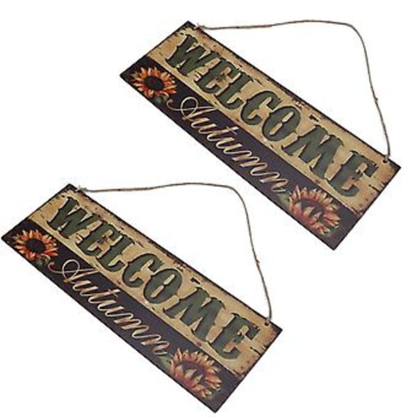 2 st Halloween Solros Trä Välkomstskylt Höst Dekorativ Väggskiva Hängande Ornament för Inomhus Utomhus Dekor