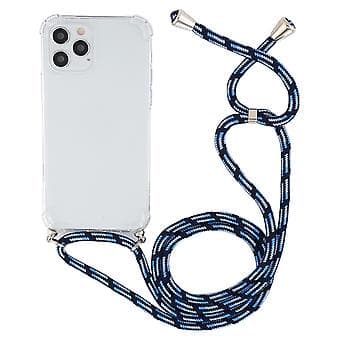 TPU-etui med snor for iPhone 15 Plus (Blå Hvit)