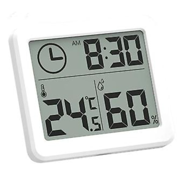 Digital LCD Termometer Hygrometer Luftfuktighetsmätare Rum Inomhus Temperatur Klocka( )
