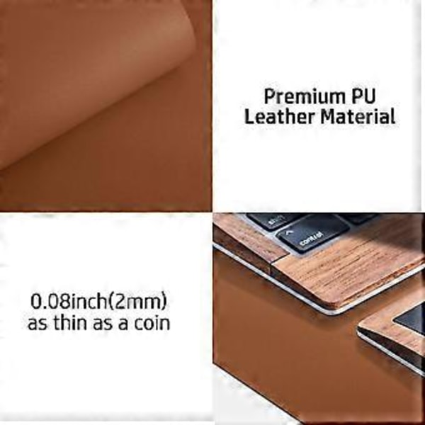 Läder Skrivbordsunderlägg, Musmatta, Kontorsunderlägg, Halksäker PU-Läder Skrivbordsunderlägg, Laptop Skrivbordsunderlägg