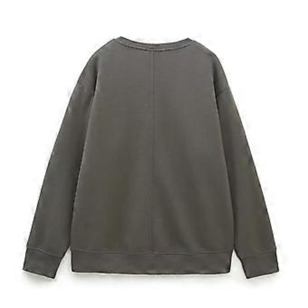 Afslappet sweatshirt med print til kvinder (M Grå)