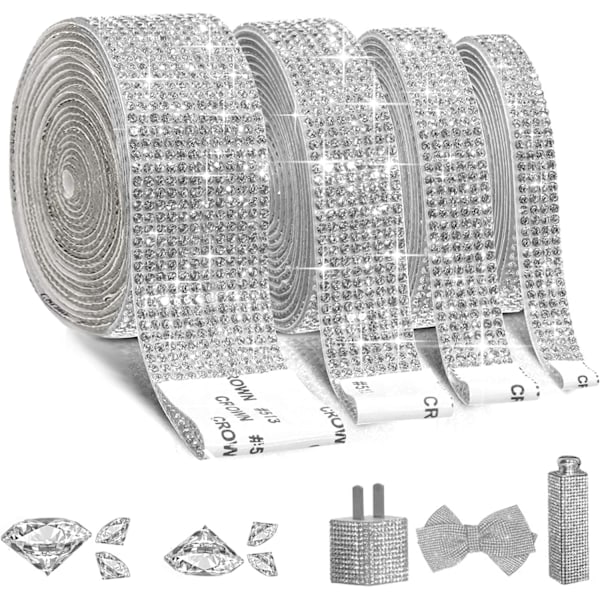 4 Rhinestone-tape-klistremerker, krystall Rhinestone-diamant-tape, crys