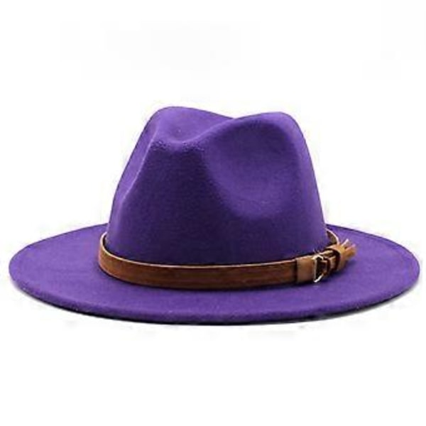 Fedora Hatt høst og vinter Ullhatt kirke høy hatt flat brem allsidig jazzhatt 56-61cm Justerbar (M mintgrønn)