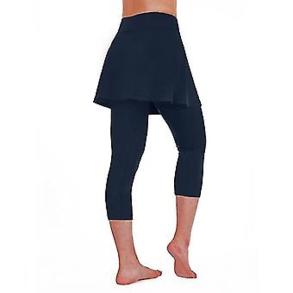 Naisten rento hame leggings tenniksen housut urheilu kuntoilu lyhennetty culottes -r (Sininen)