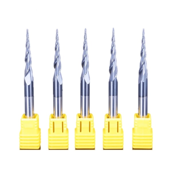 5 stk. 0,75 mm spids taper fræser med bit, titanium roterende spiral En