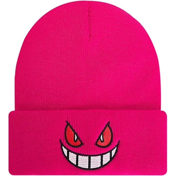 Anime Beanie-luer for menn og kvinner, varm vinterlue med mansjett, brodert strikket hodeskallelue