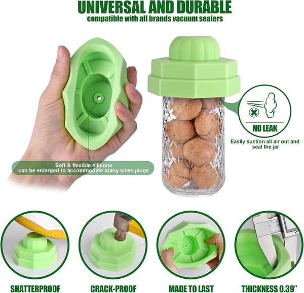 Universal Regular och Wide Mouth Mason Jar Sealer, Kompatibel med