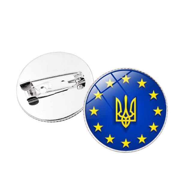 （Fred）Ukraina Flaggmerke, Diameter 25mm（Stil 12）
