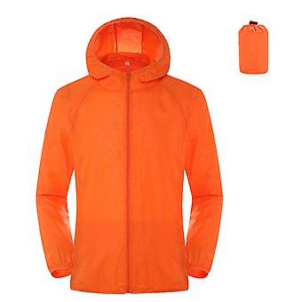 Vindjacka med huva, långa ärmar, krympbara manschetter, fickor, dragkedja, herr/dam, vattentät, solskydd (M Orange)