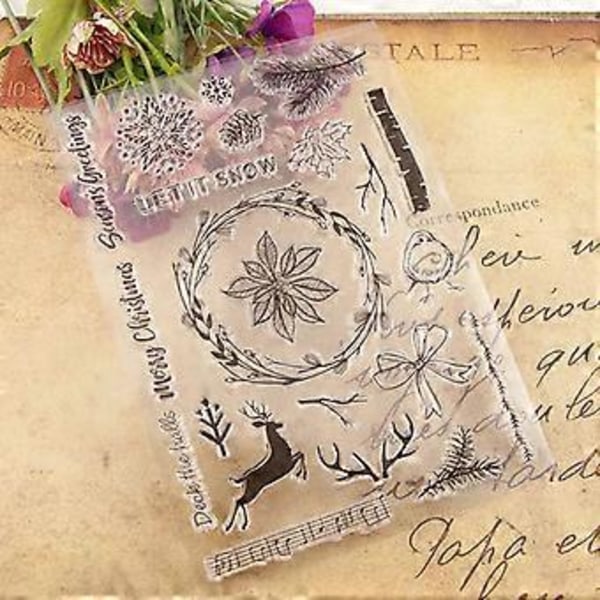 Krans Hjortedyr Silikon Klar Stempel DIY Scrapbooking Preget Fotoalbum Kunst