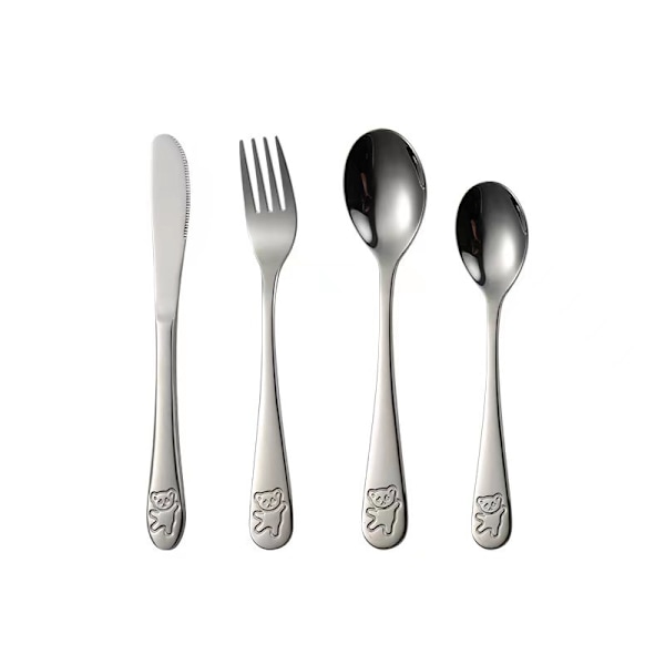 Bestikksett for barn, 4 deler, trygt for barn, rustfritt stål - 1 x gaffel 2