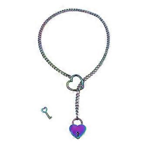 Justerbar Lariat Y-halskæde med hjertevedhæng til kvinder og mænd, slipkæde, choker, unisex, gotiske smykker, modeaccessory (kærlighedslås)