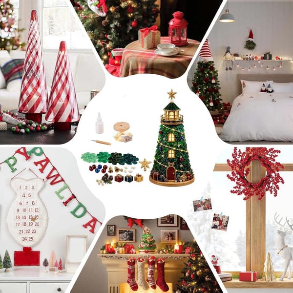 DIY Julefyr-sæt, 3D-oplyst fyr-julepyntssæt, Juletræ