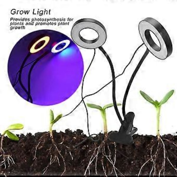 LED-kasvivalo, DoubleEnd 360 säädettävä USB-virtalähde, sisäkäyttöön tarkoitettu joutsenkaulainen kasvilamppu kasvihuoneeseen tai toimistoon