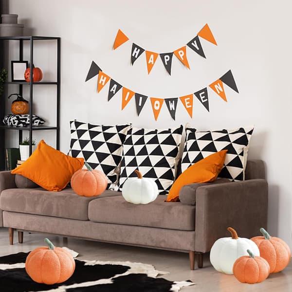 1PC Hvit Gresskar Pute Gresskar Pude Halloween Puter 3D Sim