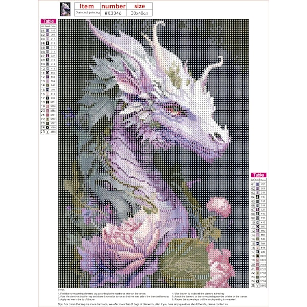 5D Diamantmålning 30x40cm Färgad Drake A