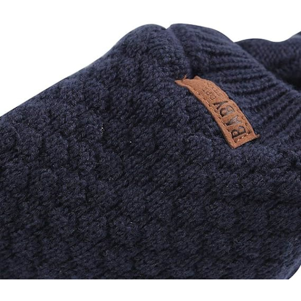 （L, 6-12 måneder, marineblå） Baby Hat Cute Bear Toddler Earflap Beanie War