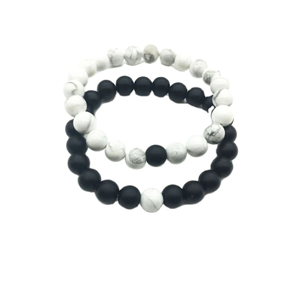 Sort og Hvid Silikon Perle Armbånd Par til Mænd og Kvinder