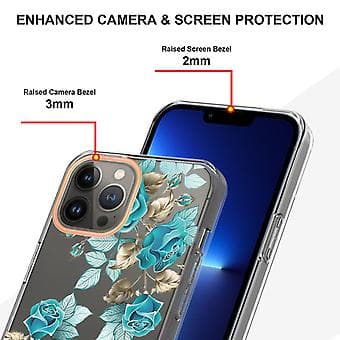 Blomster og planter-serie TPU-etui for iPhone 15 Pro (Blå)