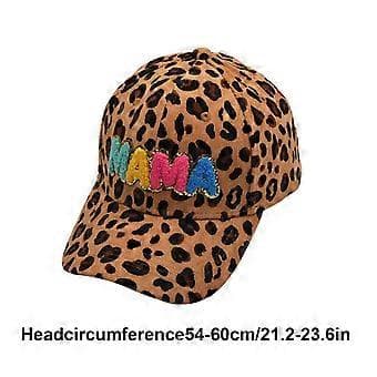 Baseballkasket til kvinder Mama Mom 3D Patch Broderet Justerbar Snapback Trucker Hat (Grå leopardprint)