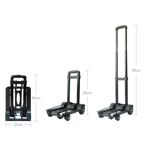 Taitettava käsikuorma-auto, kuormituskapasiteetti 40 kg/88 lbs, kompakti ja kevyt alumiiniseos