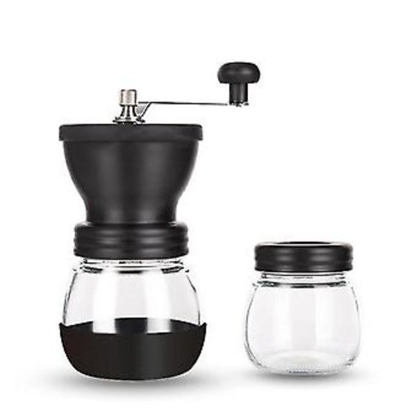 Manuell kaffekvern Håndholdt kaffemølle med 2 glasskrukker for dryppkaffe Espresso