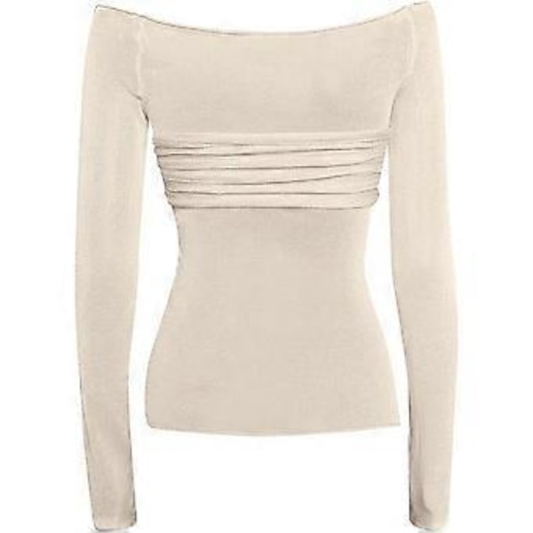 Kvinners Langærmet Skjorte Basic Crop Top Mote 2024 Base Layer Stretchy Slim Fitted Y2K Topper Mesh Sheer T-skjorte (Khaki, L)
