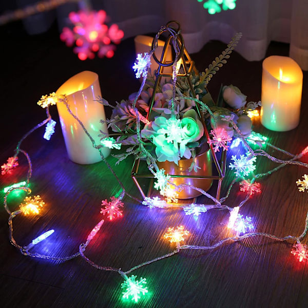Julslingor, snöstjärneformade ljusslingor 100 LED 33FT ljusslinga