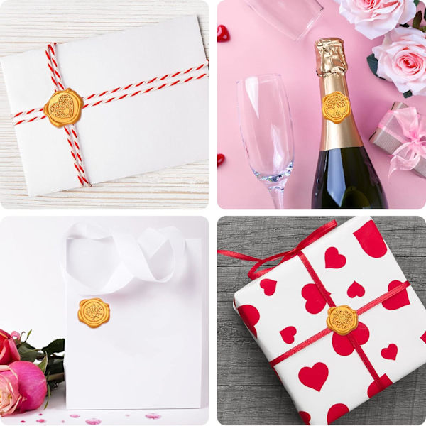 5 stk voksforseglingsstempel, livets tre-forsegling, gullkonvolutt voksforsegling S