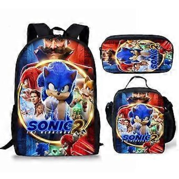 Sonic Reppu Sonic Ala-asteen Koululaukku Lounaslaukku Penaali Kolmiosainen Setti 55-NMAOV