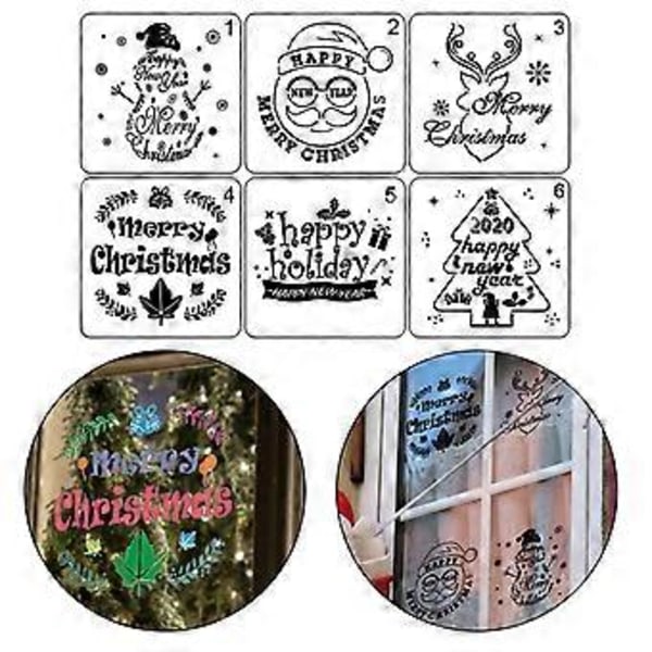6 stk/sett Juletrær Snømann Tegnemal Stencil Maling Preget Scrapbooking DIY Album Dekorativ Kunst Håndverk