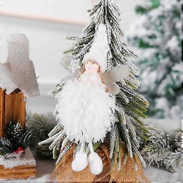 Juletræs Plysdukke Ornament Juleengel Pige Ornamenter Fjer Juletræs Engel Dukke Vedhæng